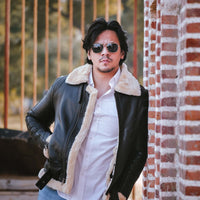 Mens B3 Bomber Shearling Black Leather Jacket