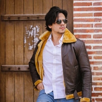Mens B3 Bomber Shearling Brown Leather Jacket