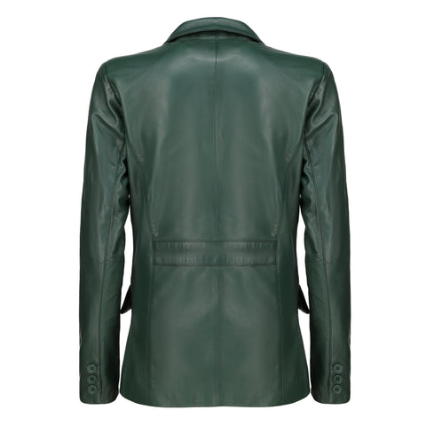 Women's Jild Classic Lambskin Green Leather Blazer