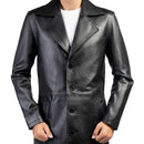 Jild Men's Classic Real Leather Trench Coat