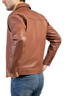 Men's Harrington Collar Leather Jacket – Timeless Design

