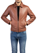 Men's Premium Harrington Collar Leather Jacket

