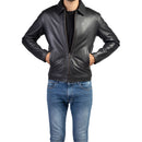 Men's Harrington Collar Shirt Premium Leather Jacket
