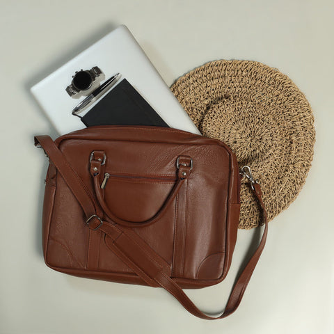 The Maverick Soft Grain Natural Milled Leather Laptop Bag