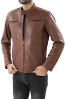 Mens Pure Sheep Leather Zipper Jacket