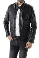Mens Pure Sheep Leather Zipper Jacket