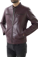 Mens Pure Sheep Leather Zipper Jacket
