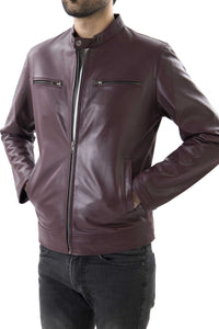 Mens Pure Sheep Leather Zipper Jacket