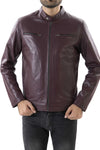 Mens Pure Sheep Leather Zipper Jacket