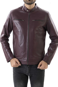 Mens Pure Sheep Leather Zipper Jacket