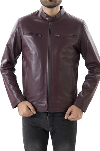 Mens Pure Sheep Leather Zipper Jacket