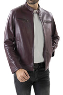 Mens Pure Sheep Leather Zipper Jacket