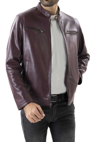 Mens Pure Sheep Leather Zipper Jacket