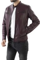 Mens Pure Sheep Leather Zipper Jacket