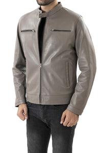 Mens Pure Sheep Leather Zipper Jacket