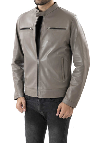 Mens Pure Sheep Leather Zipper Jacket