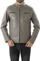Mens Pure Sheep Leather Zipper Jacket