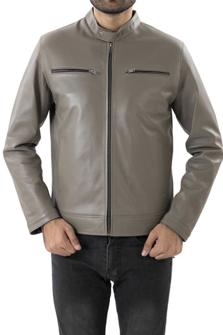 Mens Pure Sheep Leather Zipper Jacket