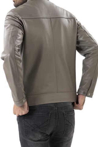 Mens Pure Sheep Leather Zipper Jacket