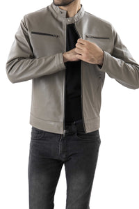 Mens Pure Sheep Leather Zipper Jacket