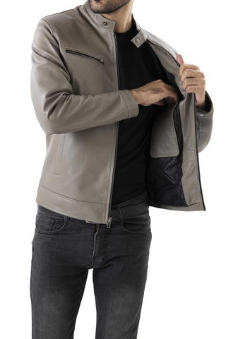 Mens Pure Sheep Leather Zipper Jacket