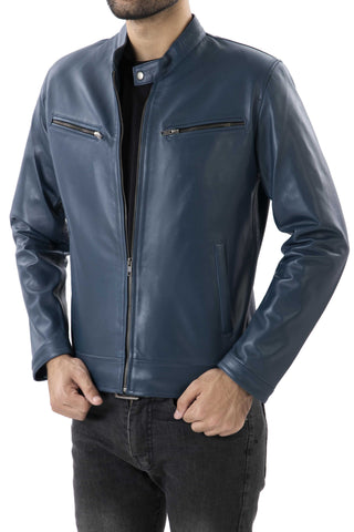 Mens Pure Sheep Leather Zipper Jacket