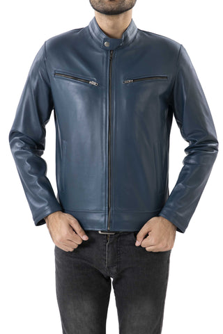 Mens Pure Sheep Leather Zipper Jacket