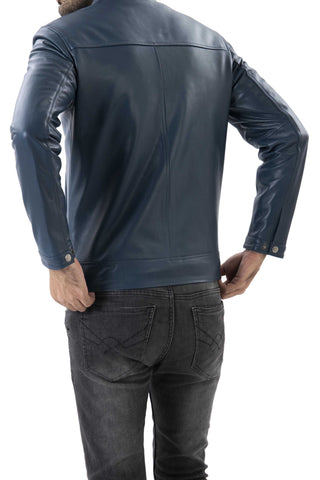 Mens Pure Sheep Leather Zipper Jacket