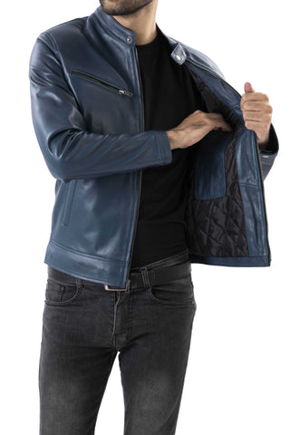 Mens Pure Sheep Leather Zipper Jacket