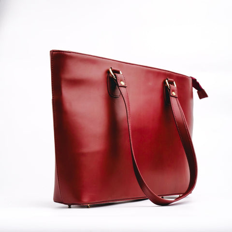 Womens The Boss Lady Pure Cherry Wood Leather Tote Bag