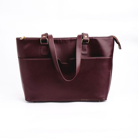 Womens The Boss Lady Pure Wine Berry Leather Tote Bag