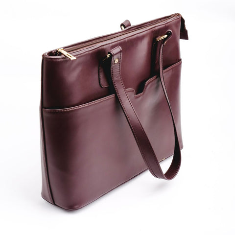 Womens The Boss Lady Pure Wine Berry Leather Tote Bag