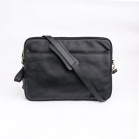 The Folio Sleek Slim Black Leather Laptop Bag