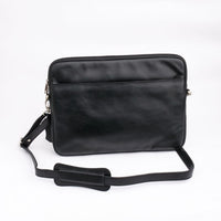 The Folio Sleek Slim Black Leather Laptop Bag