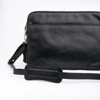 The Folio Sleek Slim Black Leather Laptop Bag