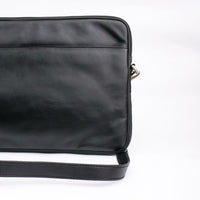 The Folio Sleek Slim Black Leather Laptop Bag
