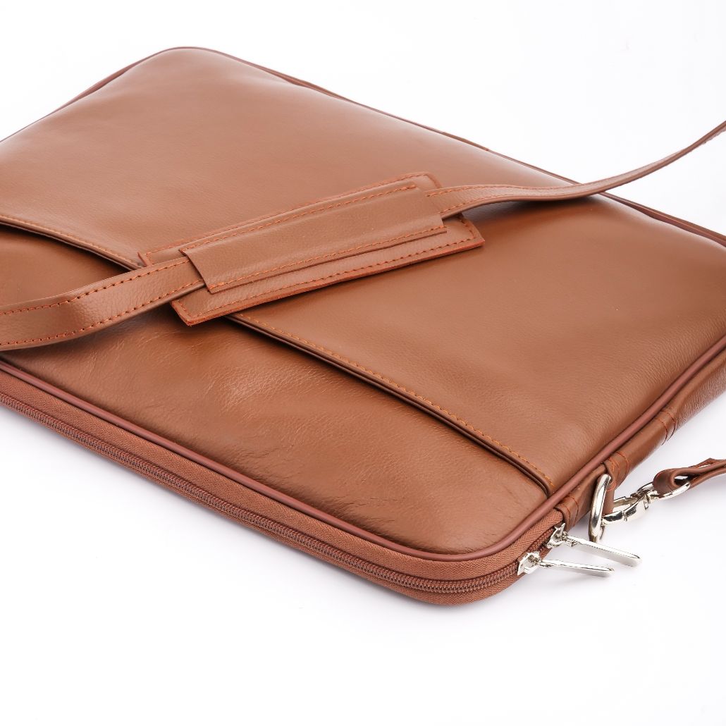 15 5 Inch The Folio Sleek Slim Tan Leather Laptop Bag