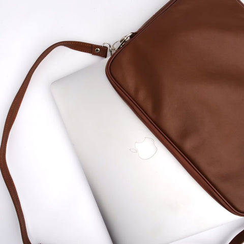 15 5 Inch The Folio Sleek Slim Tan Leather Laptop Bag