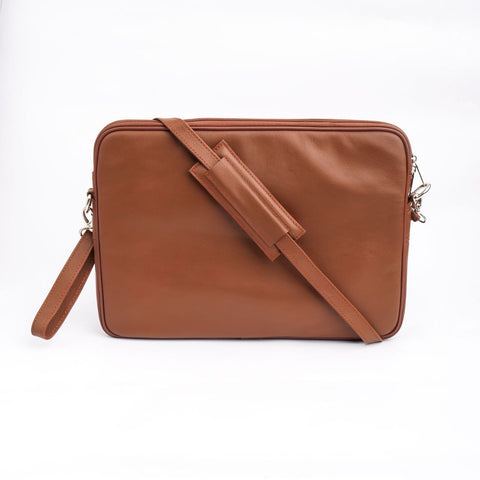 15 5 Inch The Folio Sleek Slim Tan Leather Laptop Bag