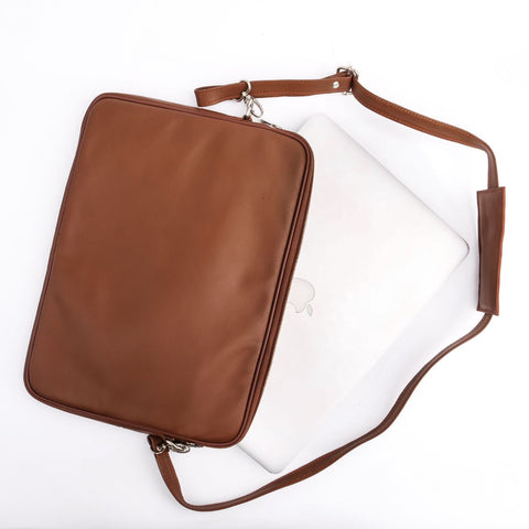 15 5 Inch The Folio Sleek Slim Tan Leather Laptop Bag
