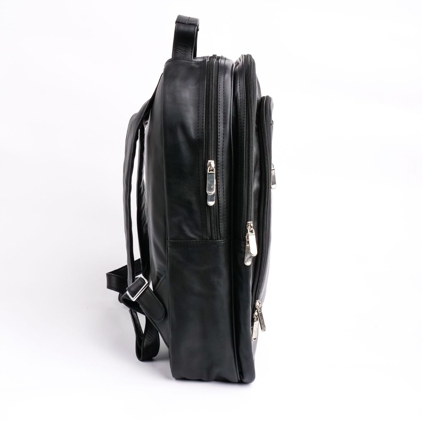 Trio Black Leather Backpack
