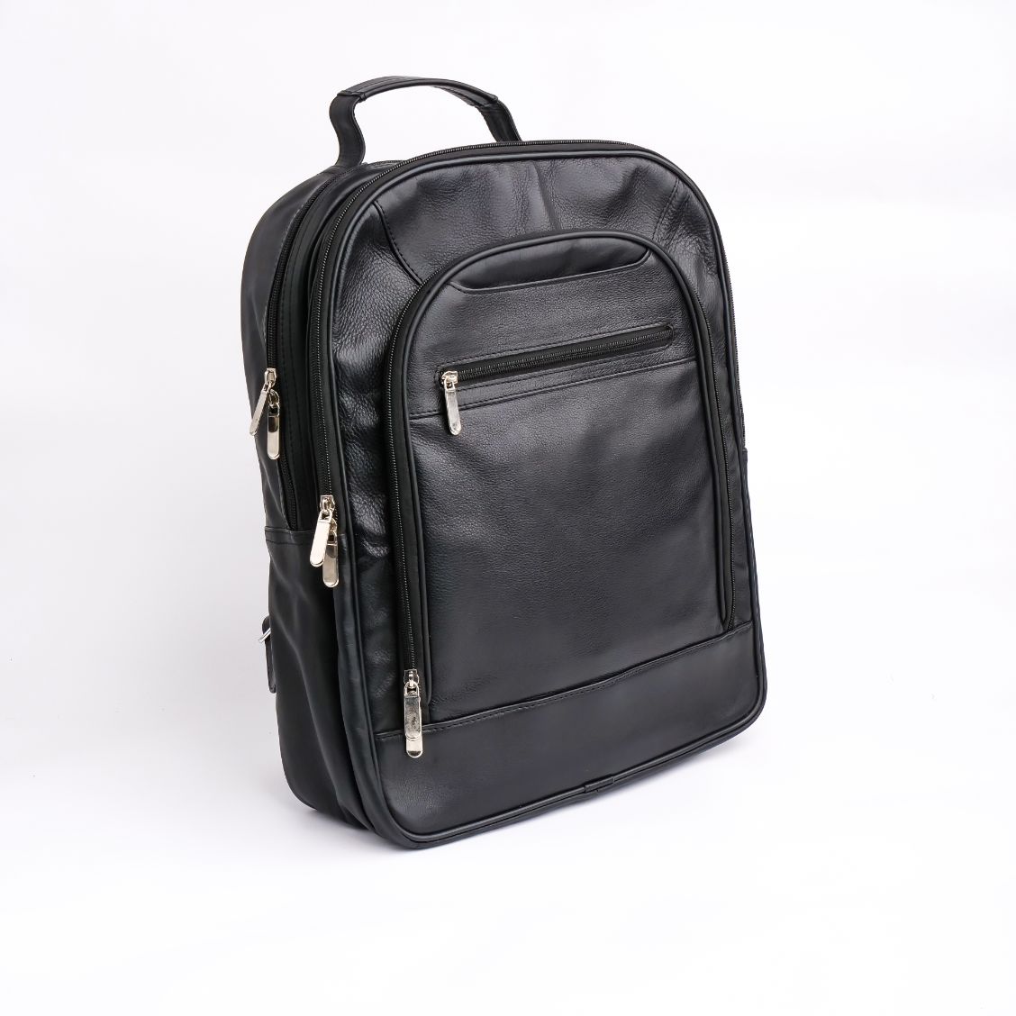 Trio Black Leather Backpack