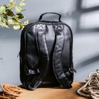 Trio Black Leather Backpack