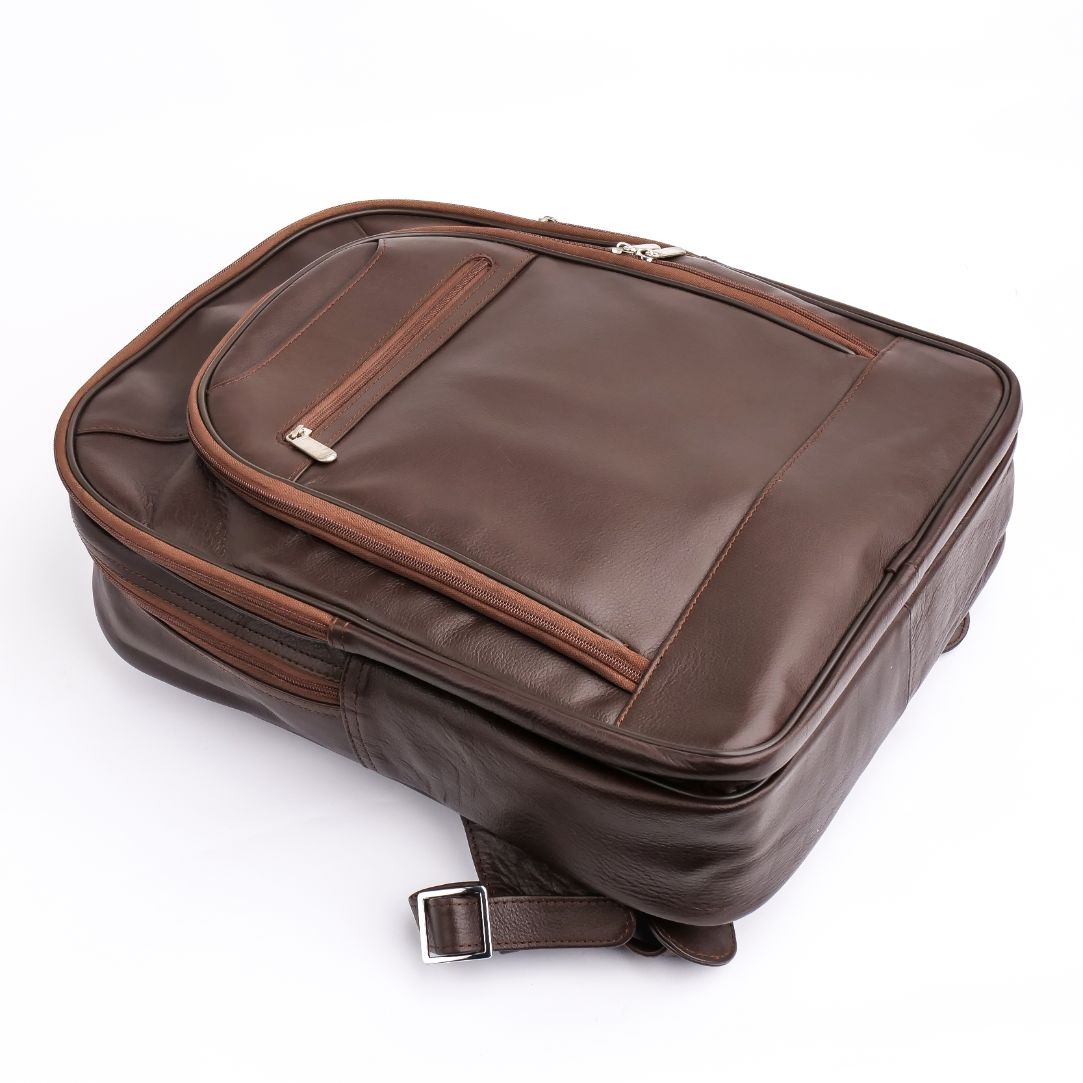 Trio Brown Leather Backpack