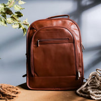 Trio Brown Leather Backpack