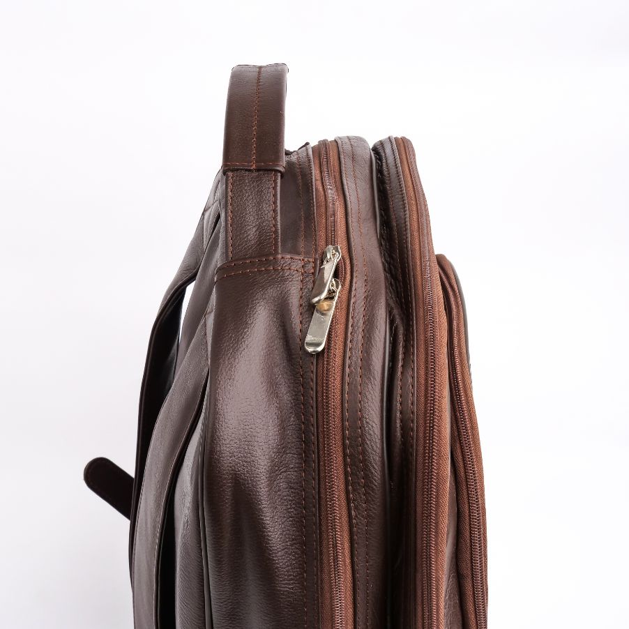 Trio Brown Leather Backpack