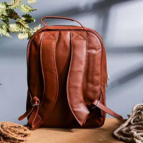 Trio Brown Leather Backpack