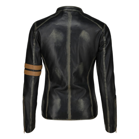 Women's Distressed Café Racer Vintage Leather Jacket