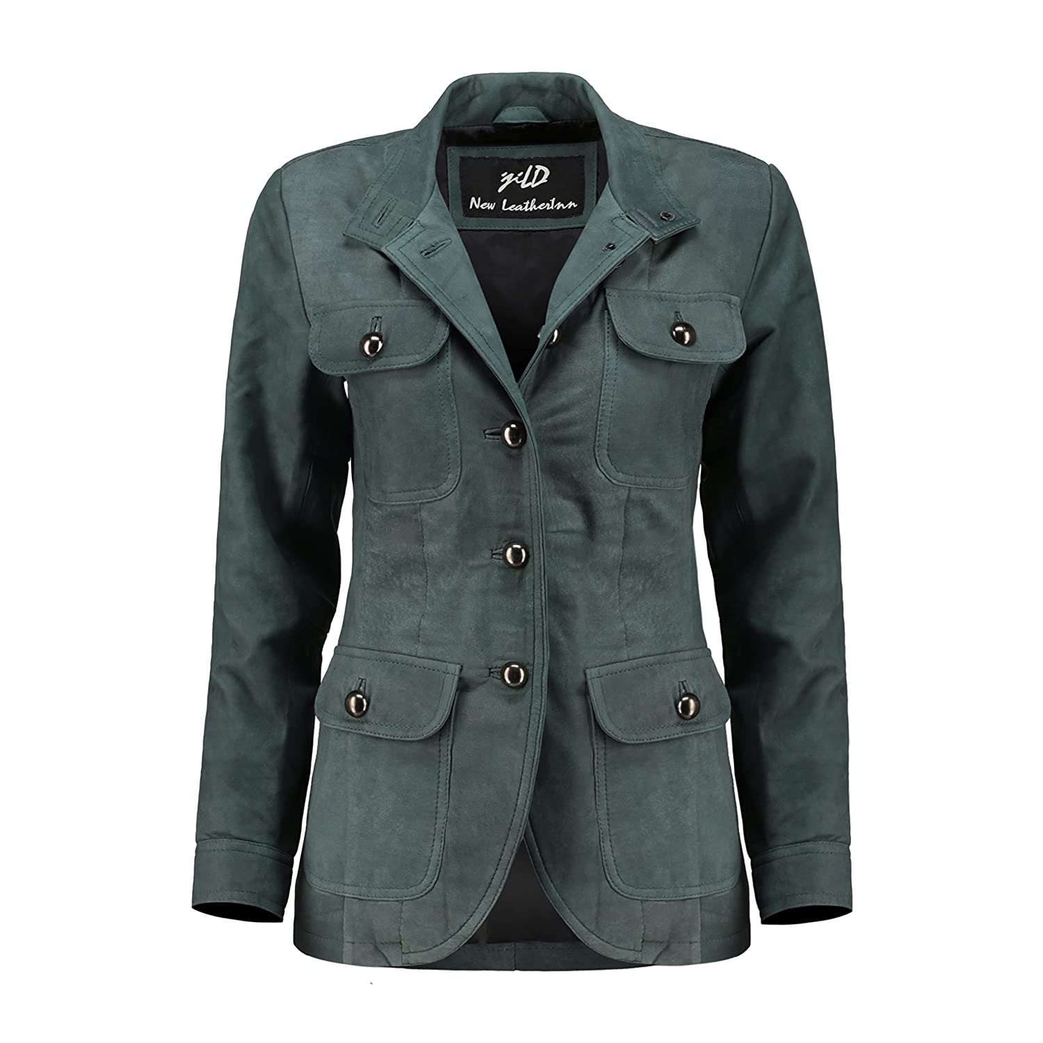 Women's Vintage Light Blue Suede Leather Coat