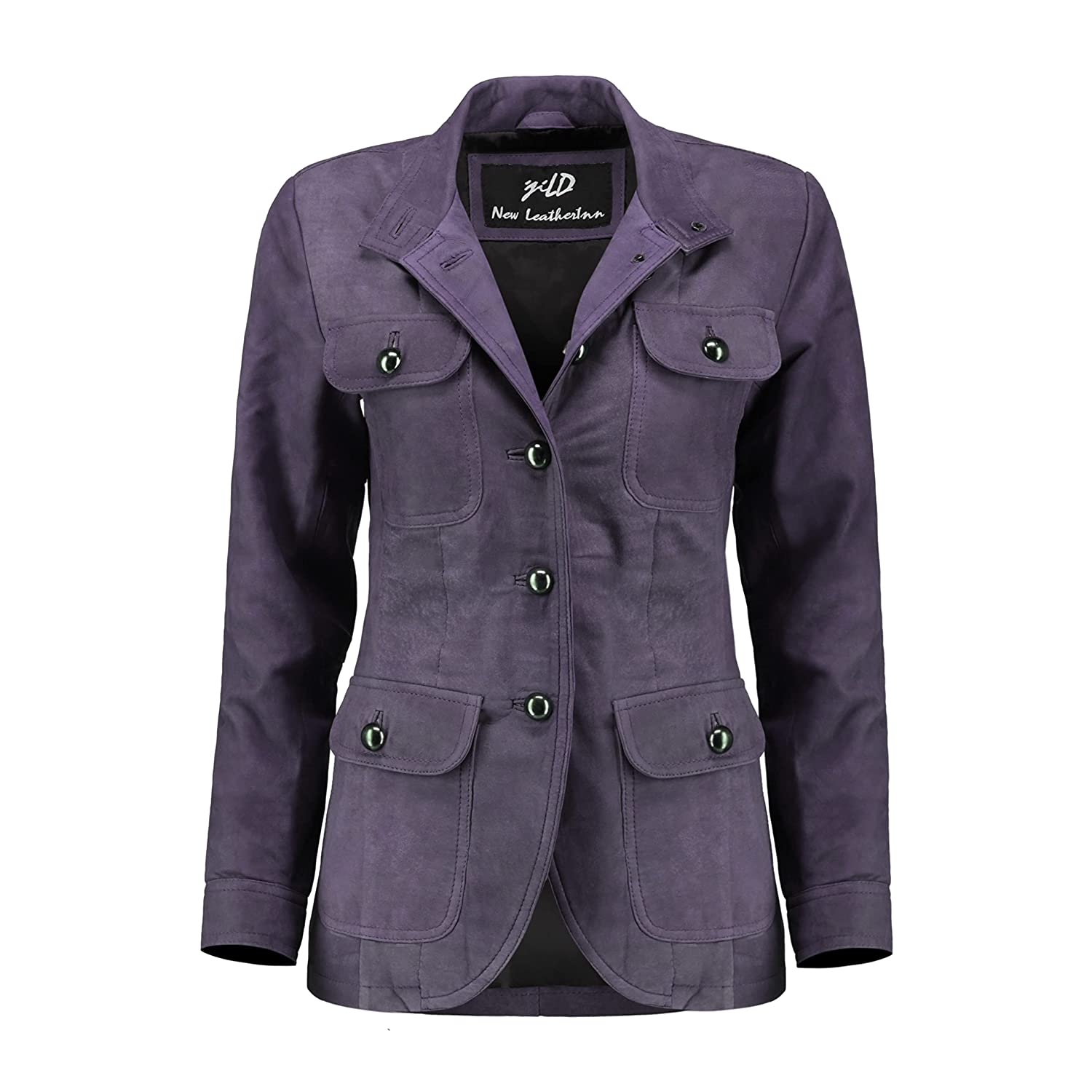 Womens Vintage Purple Suede Leather Coat